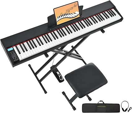 Digital Piano 88 Key Weighted with Piano Bench, 88 Key Full Size Semi Weighted Keyboard Piano, El... | Amazon (US)
