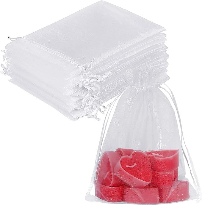 100PCS White Sheer Organza Bags 5x7 Inches Wedding Favor Drawstring Bags Organza Jewelry Pouches ... | Amazon (US)
