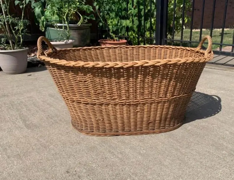 Vintage MCM Extra Large Woven Basket Made by Chicago Lighthouse Baskets by the Blind (1936-1955) ... | Etsy (Global)