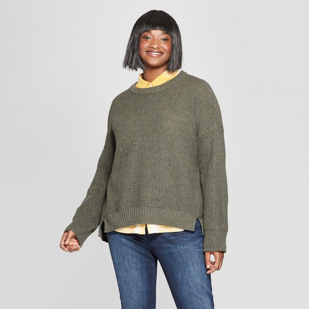 Women's Plus Size Pullover Sweater - Universal Thread Olive 2X, Green | Target