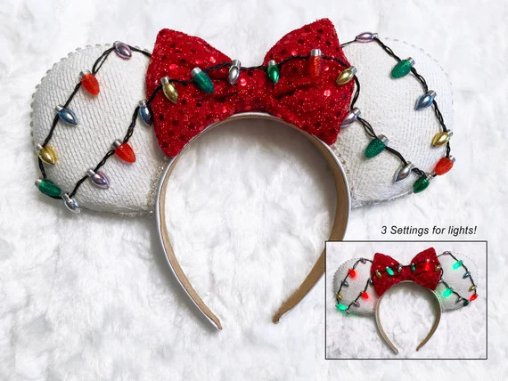 Christmas Lights Disney Ears, Holiday Lights Ears, Christmas Lights Ears, Holiday Ears, Disney Ea... | Etsy (US)