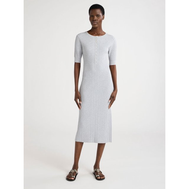 Scoop Woman's Henley Midi Sweater Dress, Sizes XS-XXL | Walmart (US)