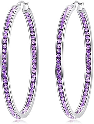 CiNily Mult-Colors Crystal Stainless Steel Hoop Earring for Women Hypoallergenic Jewelry for Sens... | Amazon (US)