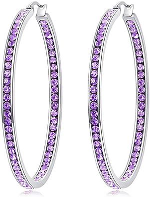 CiNily Mult-Colors Crystal Stainless Steel Hoop Earring for Women Hypoallergenic Jewelry for Sens... | Amazon (US)
