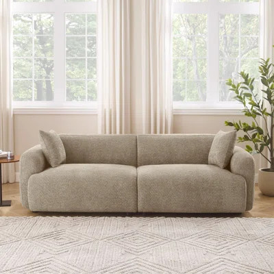 90 "Wide 3 Seat Upholstered Polyester Sofa with Throw Pillows Available in Living Room Apartment | Wayfair North America