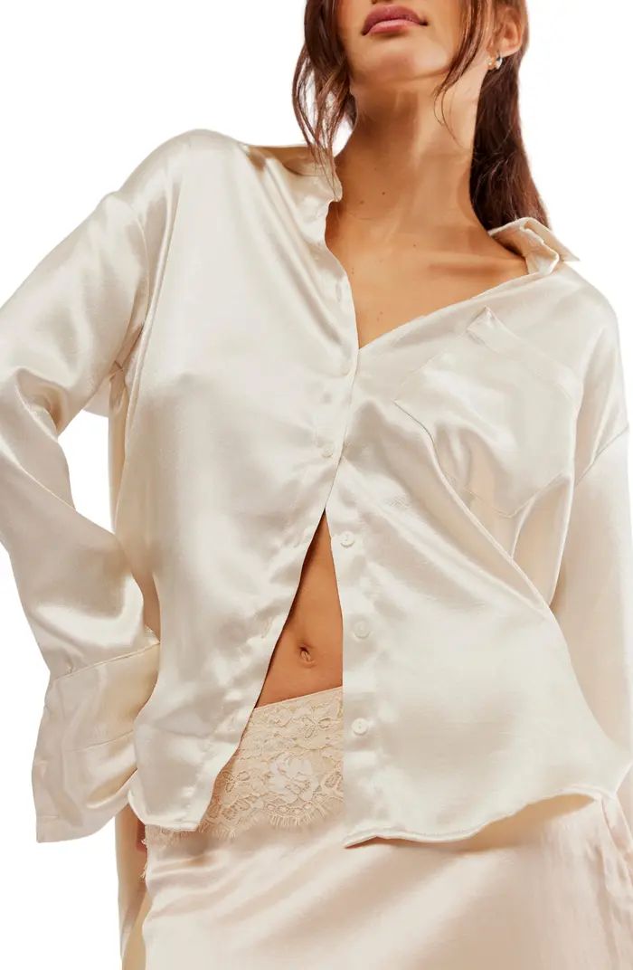 Free People Shooting For the Moon Satin Shirt | Nordstrom | Nordstrom