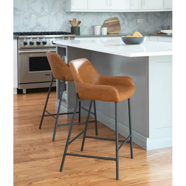 Greely Upholstered Counter Stool with Metal Frame | Wayfair North America