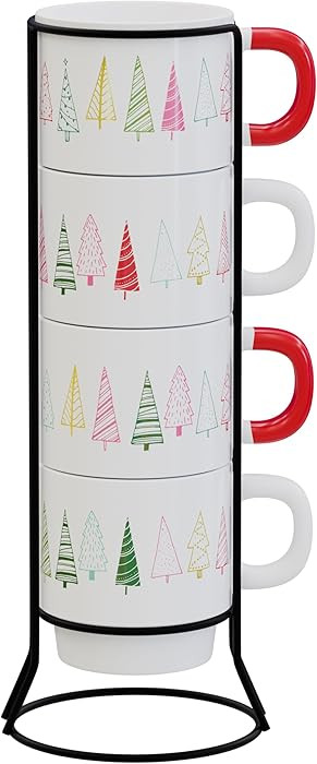 American Atelier Coffee Mug Set with Coffee Mug Rack | Coffee Mugs Set of 4 | Stackable Coffee Mu... | Amazon (US)