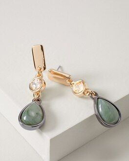 Olive Stone & Goldtone Linear Earring | White House Black Market