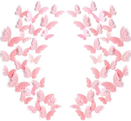 120 Pieces 60 Pairs 3D Layered Butterfly Wall Decor Removable Butterfly Stickers Hollow Mural Dec... | Amazon (US)