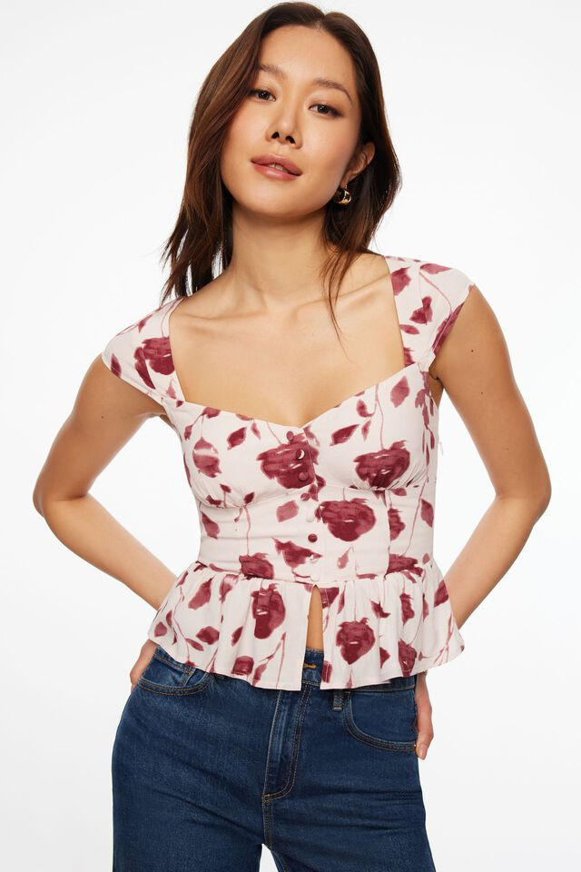 Button-Up Peplum Blouse | Dynamite Clothing