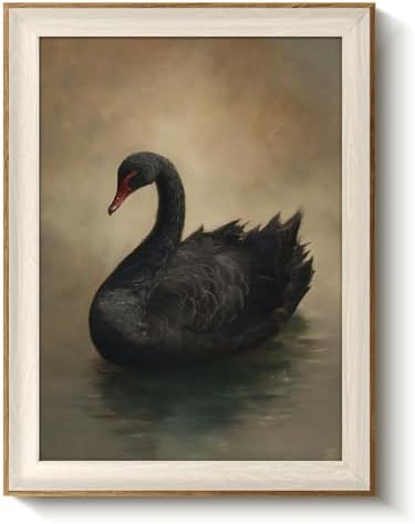 VIYYIEA Framed Wall Art for Living Room, Elegant Black Swan Canvas Prints, Vintage Moody Animal H... | Amazon (US)