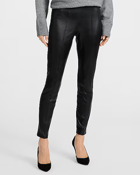 High Waisted Faux Leather Seamed Leggings | Express