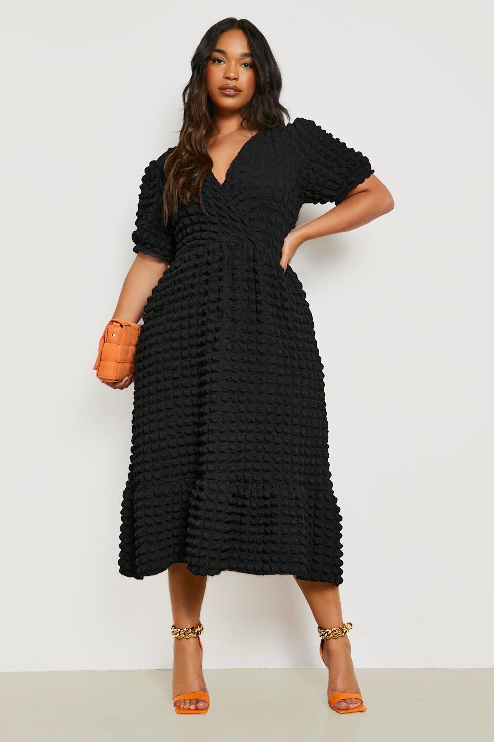 Plus Bubble Jersey Wrap Midi Smock | Boohoo.com (UK & IE)