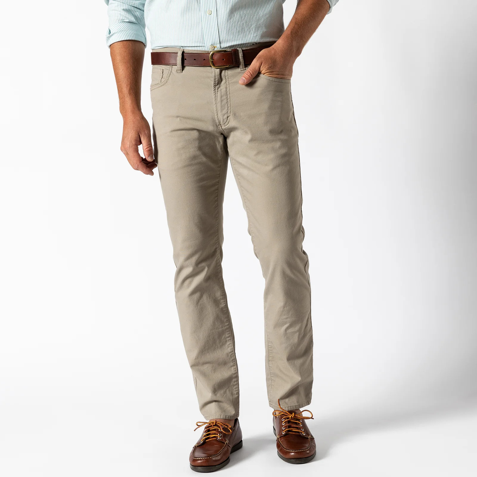 Classic Fit Pinpoint Canvas Five-Pocket - Stone | Duck Head Apparel