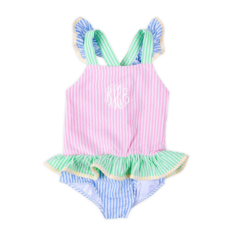 Colorblock Seersucker One Piece Swimsuit | Classic Whimsy