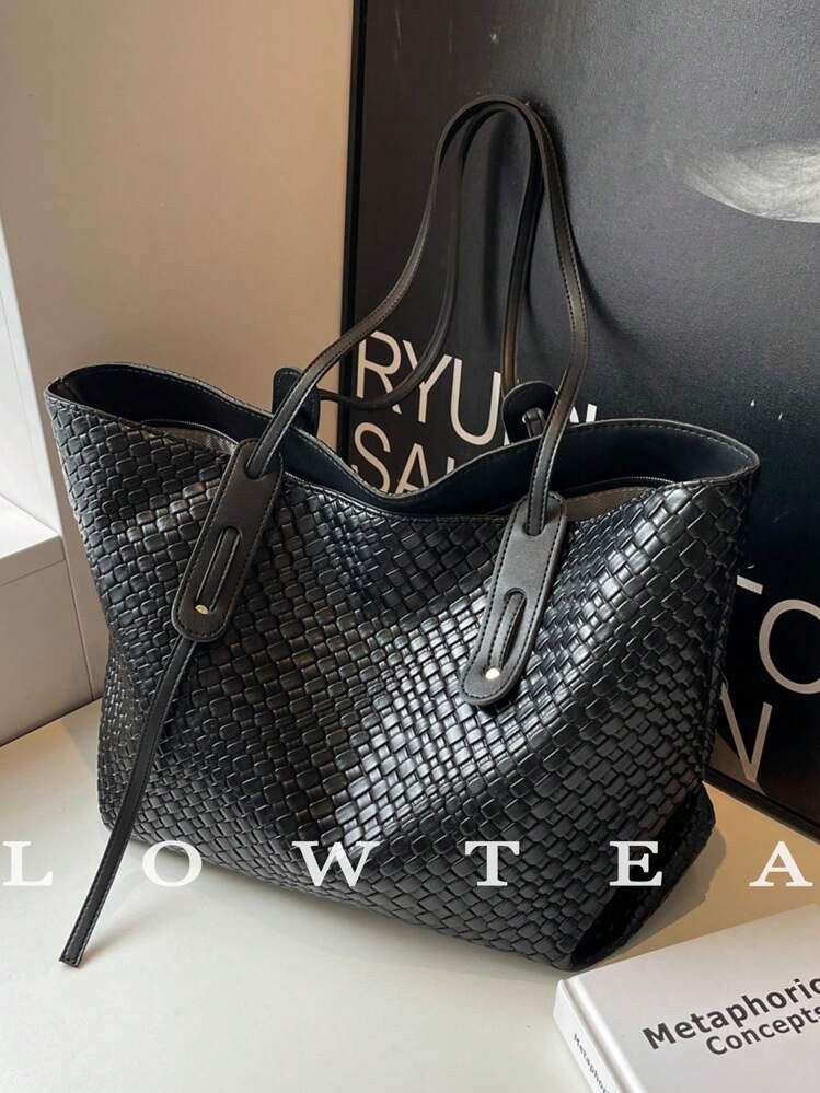 1 Pièce Sac À Bandoulière En PU Unicolore Et Sobre Pour Femmes, Grande Capacité Avec Imprimé Floral Sur Toute La Surface, Poignées Doubles, Design De Fermeture Éclair. Convient Pour Un Usage Casual, Les Voyages, Les Courses, Les Sorties. Idéal Pour Les Adolescentes, Les Étudiantes Et Les Professionnelles. Polyvalent Pour Le Bureau, Le Campus, Le Travail, Les Trajets, Les Activités Extérieures Et Les Voyages | SHEIN