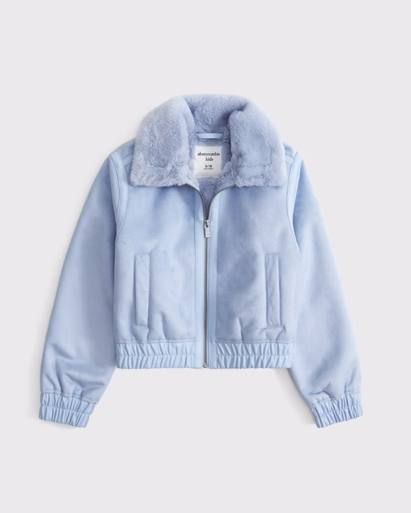 girls winterized faux suede bomber jacket | girls extra 20% off select coats & jackets | Abercrom... | Abercrombie & Fitch (US)