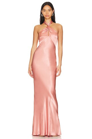 La Lune High Neck Twist Maxi Dress in Antique Rose | Revolve Clothing (Global)