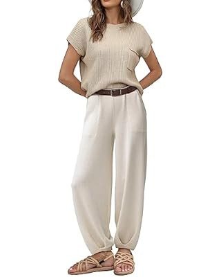 LILLUSORY 2 Piece Outfits For Women Trendy Lounge Sets Cozy Knit Sweater Short Sleeve Fashion Lou... | Amazon (US)