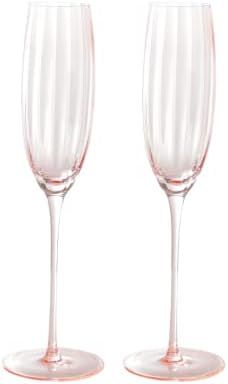 Sister.ly Drinkware Pink Champagne Glasses / Pink Champagne Flutes, Set of 2, 7 oz. - Celebrate L... | Amazon (US)
