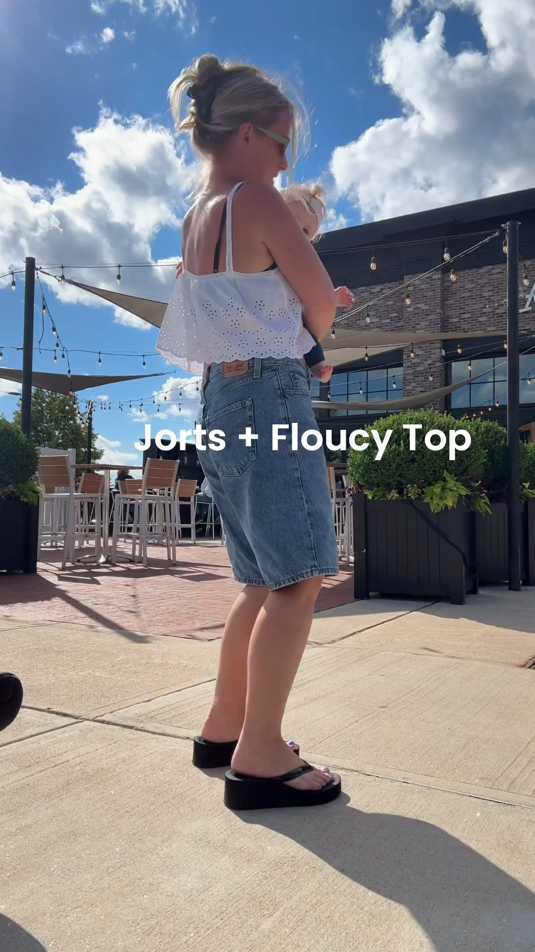 Flounce eyelet tank top 
Levi’s jorts from @Target 
Platform jelly flip flop @Zara 
Casual summer outfit 
Summer lunch date

#LTKTravel #LTKSaleAlert #LTKootd