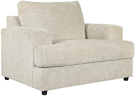 Signature Design by Ashley Soletren Contemporary Chenille Chair and a Half, Off-White | Amazon (US)