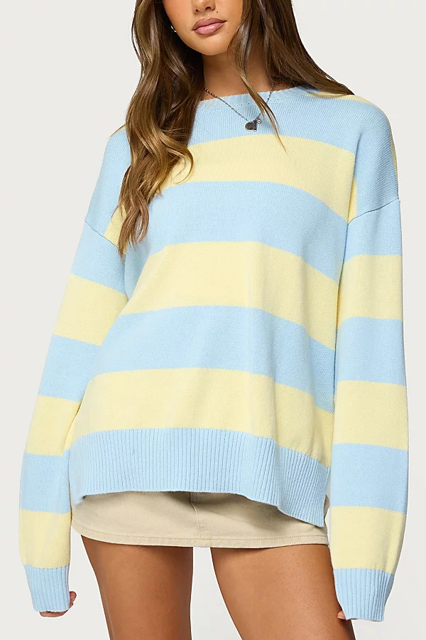 Edikted Riley Oversized Striped Sweater in Light/Blue/And, Women's at Urban Outfitters | Urban Outfitters (US and RoW)