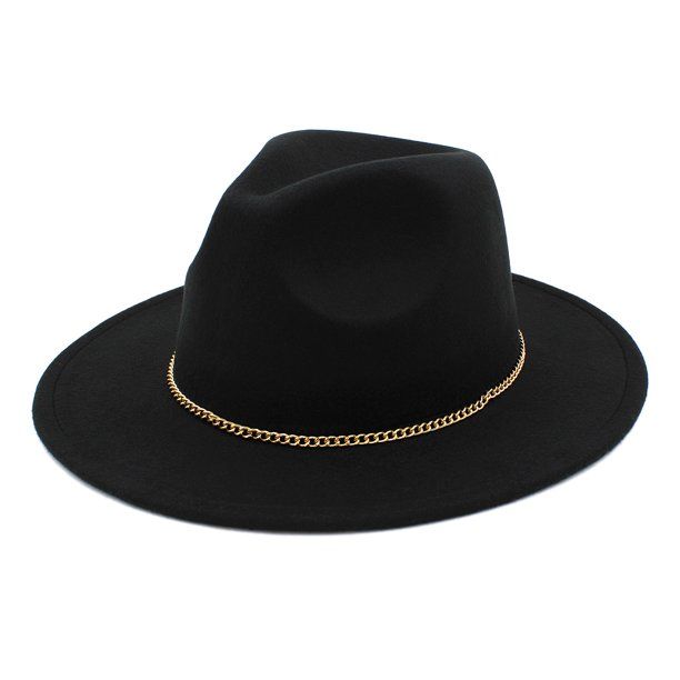 Premium 3" Wide Brim Solid Color Felt Fedora Panama Hat - Walmart.com | Walmart (US)