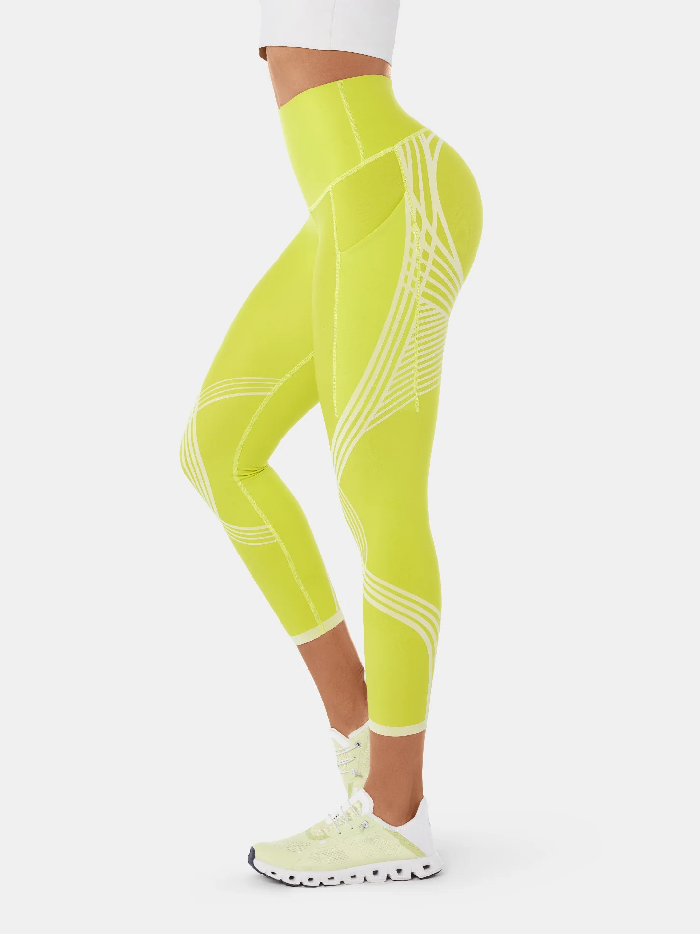 Body Sculpt Side Pocket 7/8 Leggings - Citron/Lemonade / M | Fanka INT
