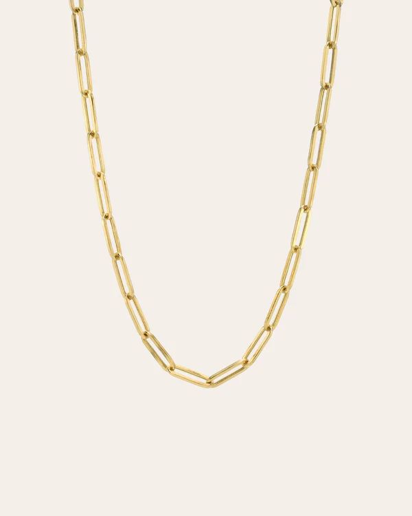 14k Gold Large Paper Clip Chain Necklace | Zoe Lev Jewelry
