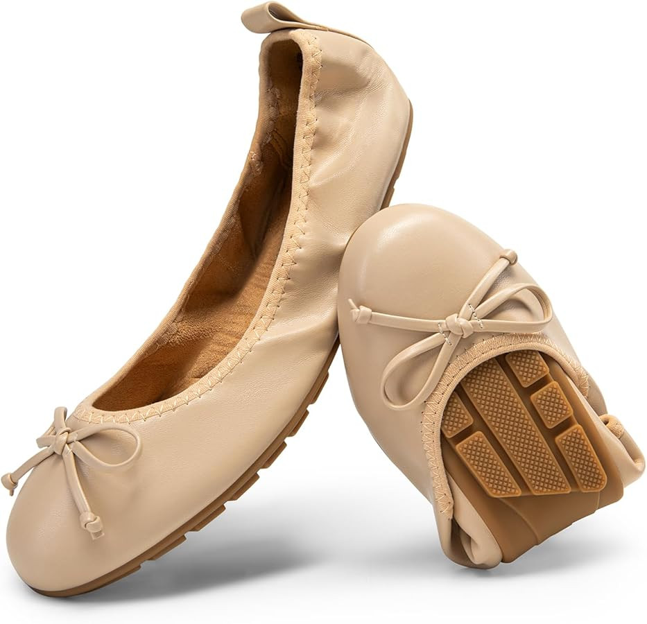 DREAM PAIRS Women's Flats, Foldable Ballet Flats for Women, Bowknot Round Toe Comfort Light Weigh... | Amazon (US)