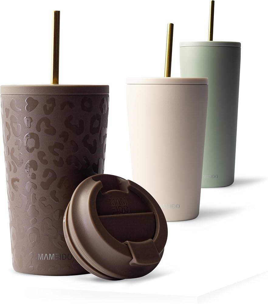 MAMEIDO Thermal Mug with Straw, 470 ml, Drinking Cup with Lid and Straw Made of Stainless Steel, ... | Amazon (DE)