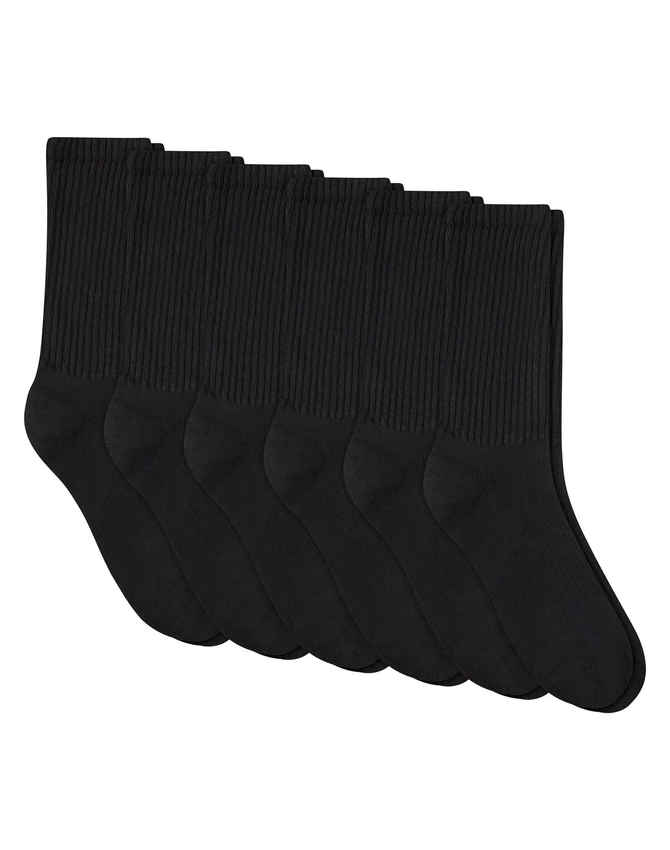 Hanes Unisex Plain Black Socks Pack, 6 Pairs, Crew Socks #PBS184 | Hanes.com