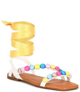 Gianni Bini x Jess Southern Ashley Rainbow Bead Detail Ankle Wrap Sandals | Dillard's | Dillard's