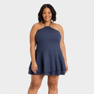 Women's Back Tie Mini Sundress - Universal Thread™ Navy Blue XXL | Target