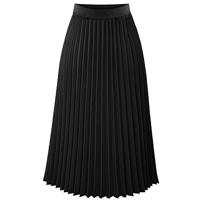 TEERFU Womens Ladies Summer Boho Flared Pleated Skirt A-line Midi Skirts | Amazon (US)