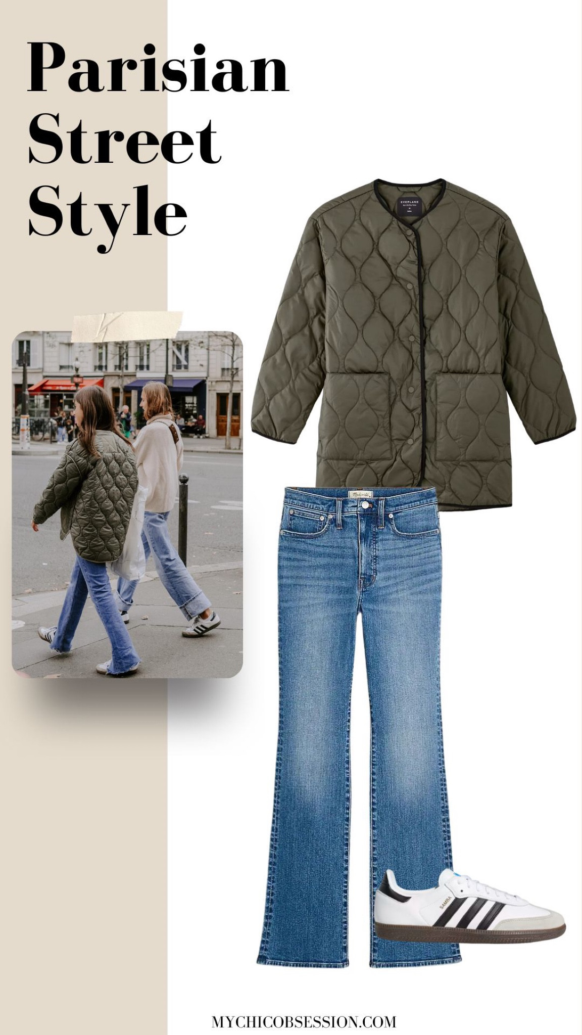 The quilted jacket is a staple this fall season in Paris. Try it with denim jeans and sneakers for a chic autumn look.

#LTKSeasonal #LTKstyletip