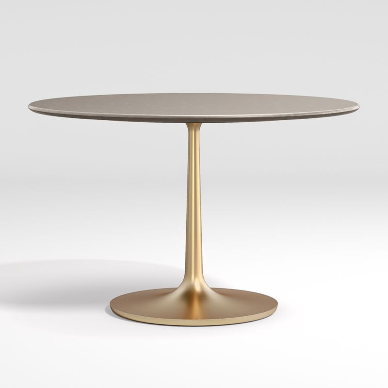 Nero 48" Concrete Dining Table with Brass Base + Reviews | Crate & Barrel | Crate & Barrel