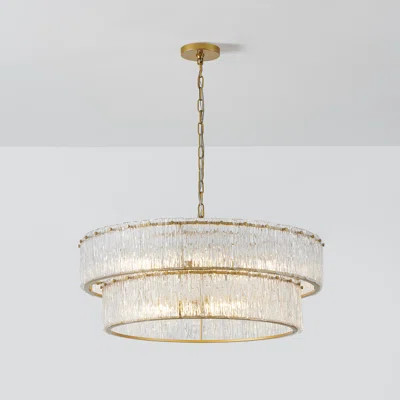 5/8 Light Gold 2-tiered Glass Adjustable Chandelier | Wayfair North America