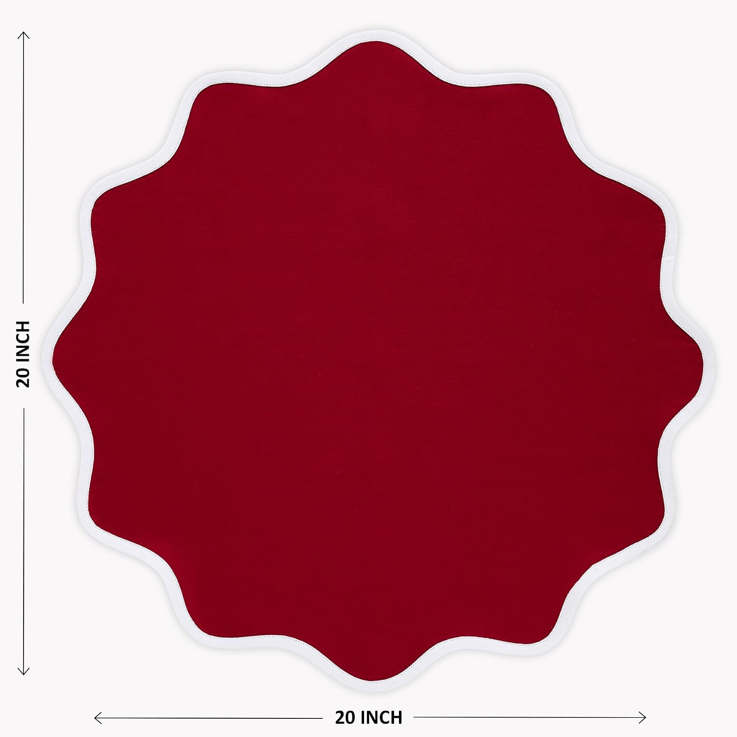 Solino Home 100% Pure Linen Napkins, 20 in Round, White Scalloped, Set of 4 | Amazon (US)