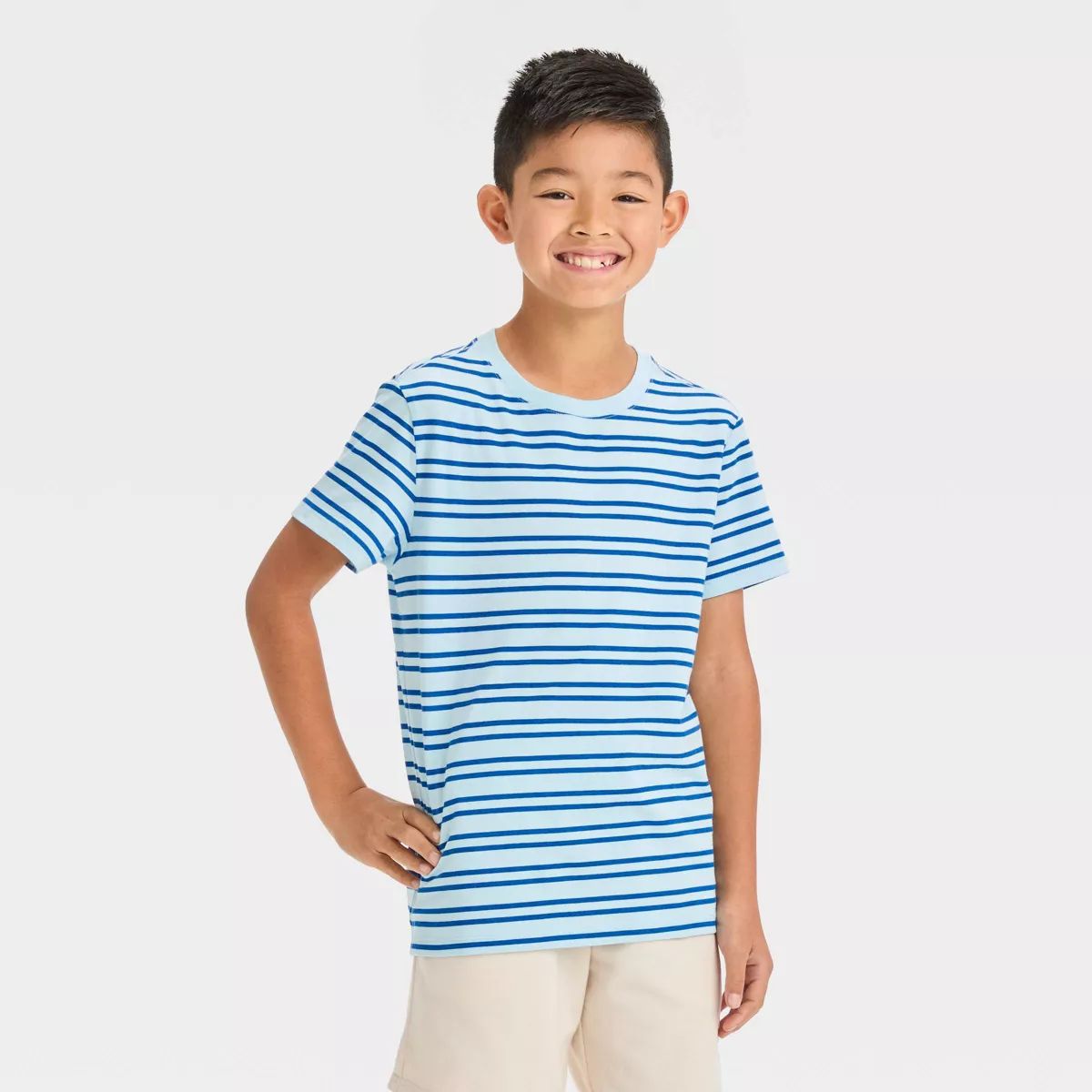 Boys' Short Sleeve Printed T-Shirt - Cat & Jack™ Dark Blue S | Target