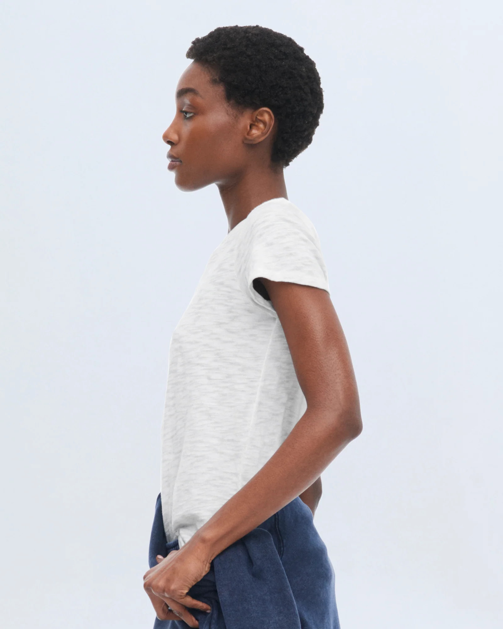 ATM Anthony Thomas Melillo Women's Slub Jersey Schoolboy Crew Neck Short Sleeve Tee - White | ATM Collection