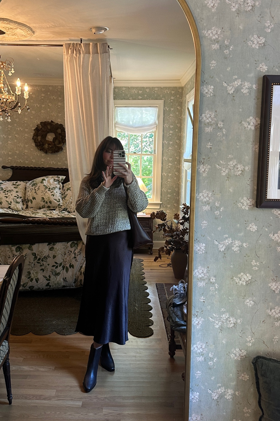 Brown satin skirt & knit sweater on sale for the LTK & Madewell sale 

#LTKxMadewell