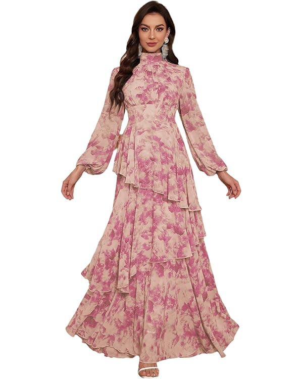 TOLEEN Summer Casual Dresses for Women 2026 Spring Fashion Boho V Neck Long Sleeve Ruffle Floral ... | Amazon (US)