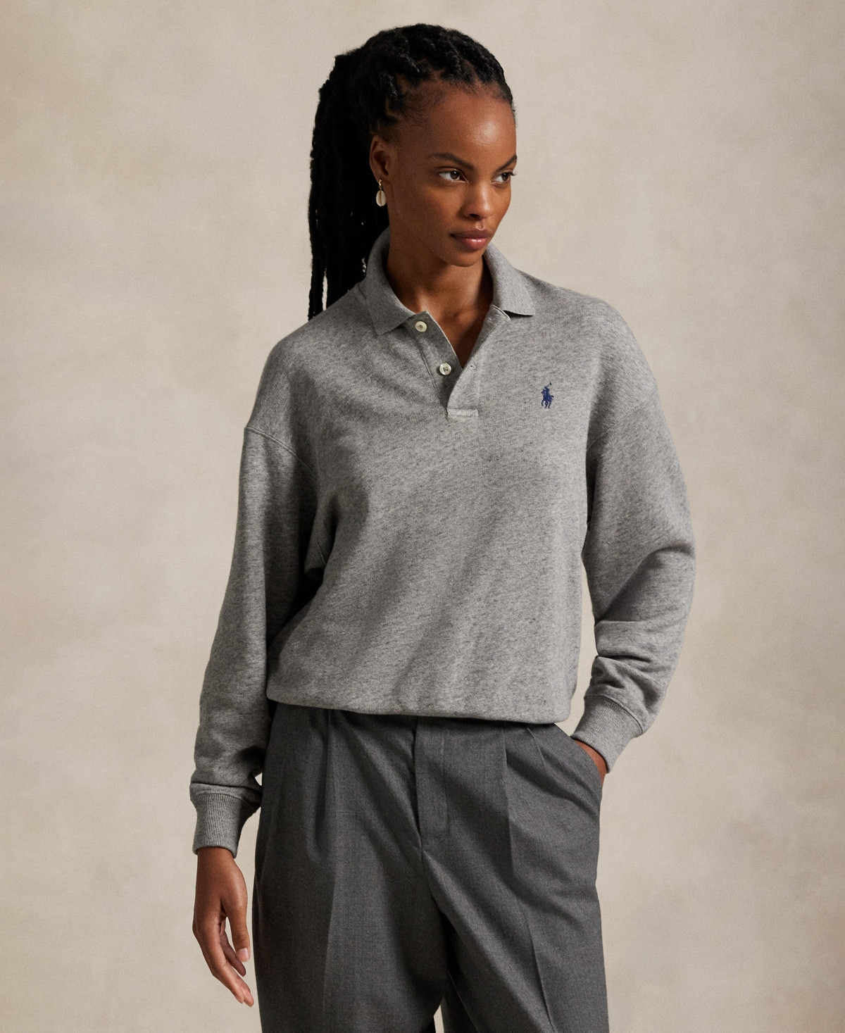 Polo Ralph Lauren Women's Polo Long Sleeve Sweatshirt - Dark Vintage Heather | Macy's