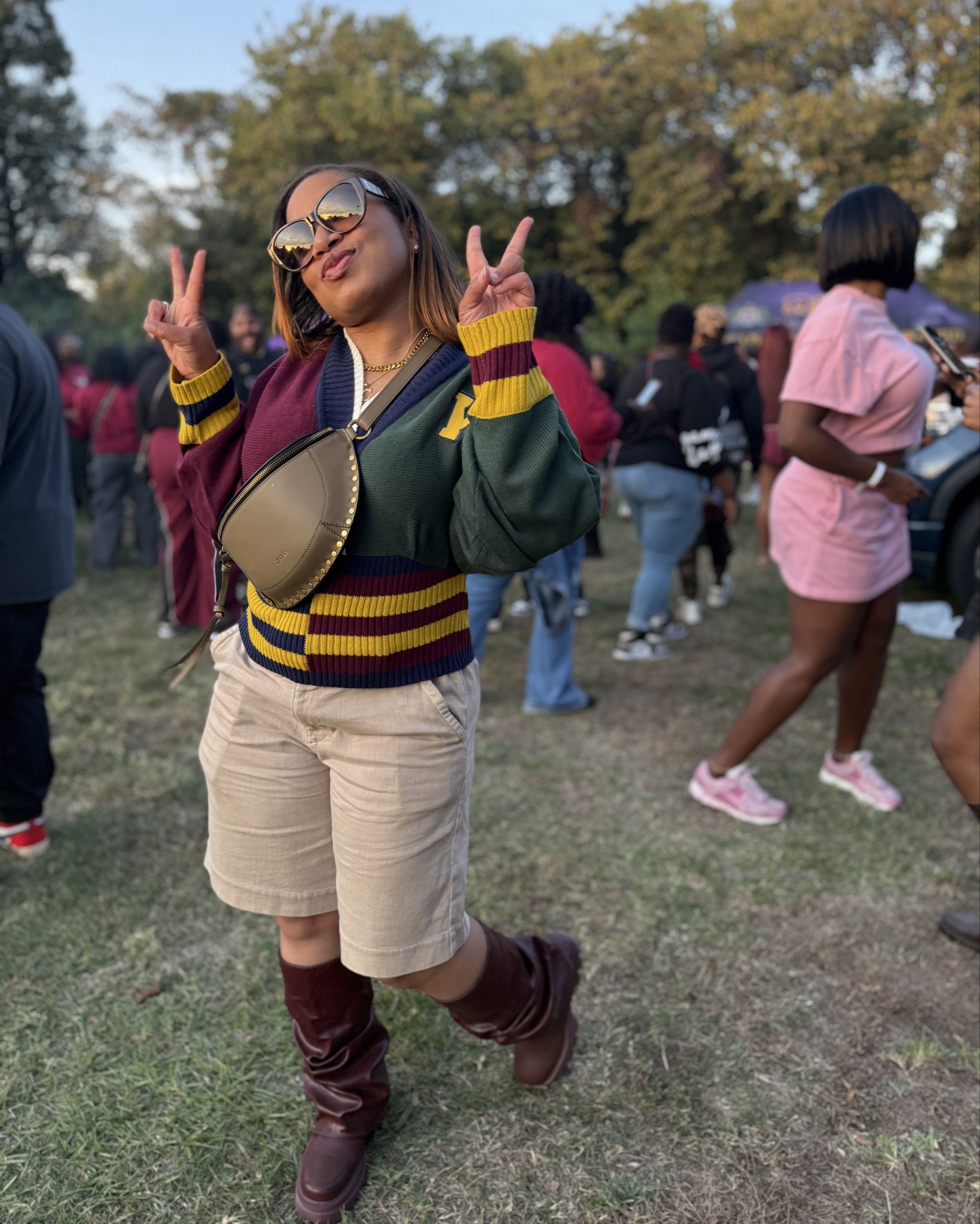 Homecoming ‘25 ❤️🐔
Sweater: Citi Trends - not tagged - medium
Trouser shorts: very stretchy, size 4 (sized down)
Shoes: Amazon - fits true to size - wide calf friendly 



#LTKStyleTip #LTKShoeCrush #LTKPetite
