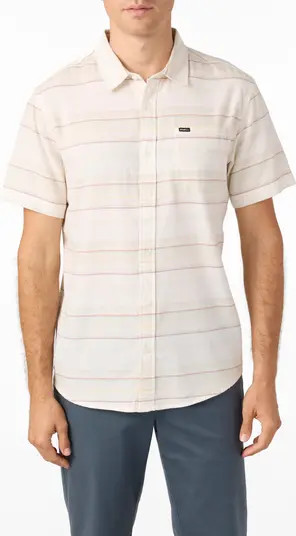 Seafaring Stripe Stretch Short Sleeve Button-Up Shirt | Nordstrom