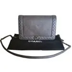 Chanel Le Boy Dark Grey Non Quilted Crossbody Bag | Chairish