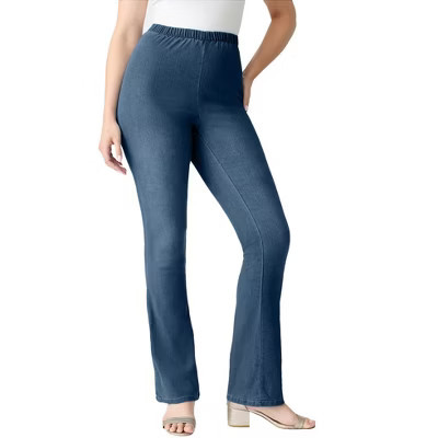 Roaman's Plus Size Comfort Stretch Bootcut Jean - 42 W, Medium Stonewash Sanded | Target
